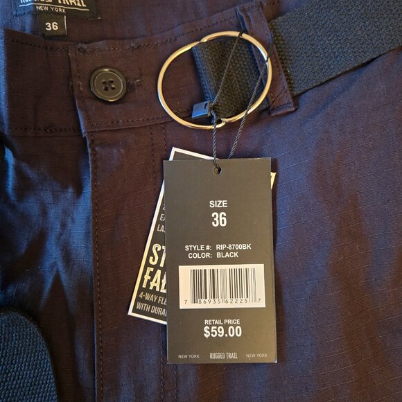 Rugged Trail Men's Stretch Ripstop Cargo Shorts w/belt Black, Tan and Gray - Picture 2 of 6